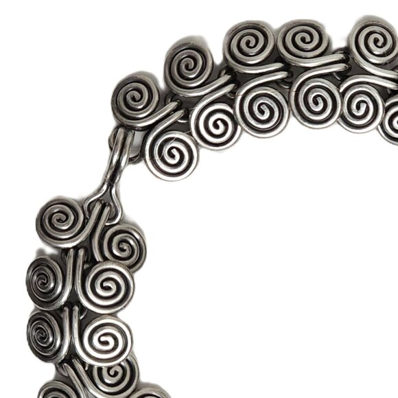 Vintage Double Spiral Handcrafted Sterling Bracelet  7" - Picture 3 of 6